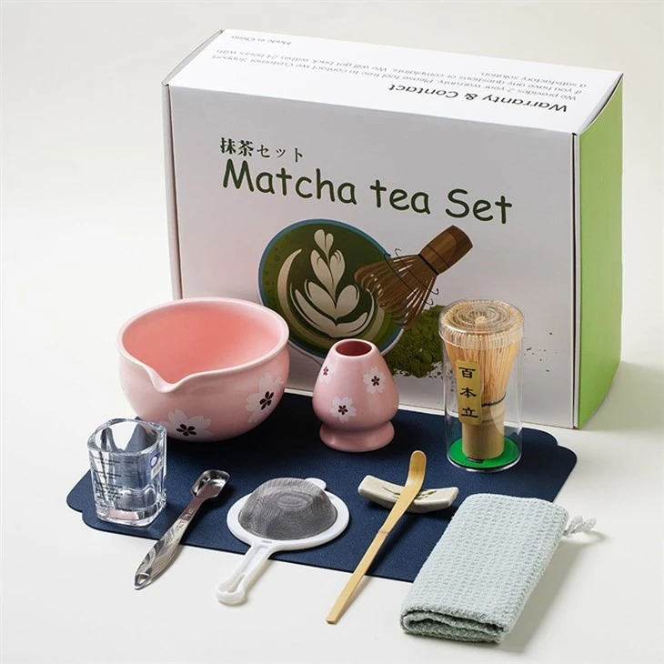 Custom Logo Pink Matcha Tea Set with Gift Box Professional Japanese Tea Tools Wholesale Factory